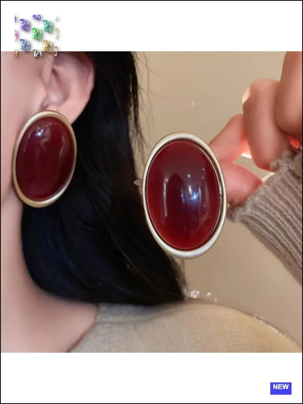 Chunky Oval Dangle Stud Earrings Geometric Vintage Bold Statement Jewelry